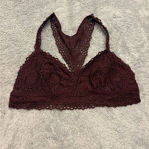 Aerie Lace Racerback Bralette - Burgundy